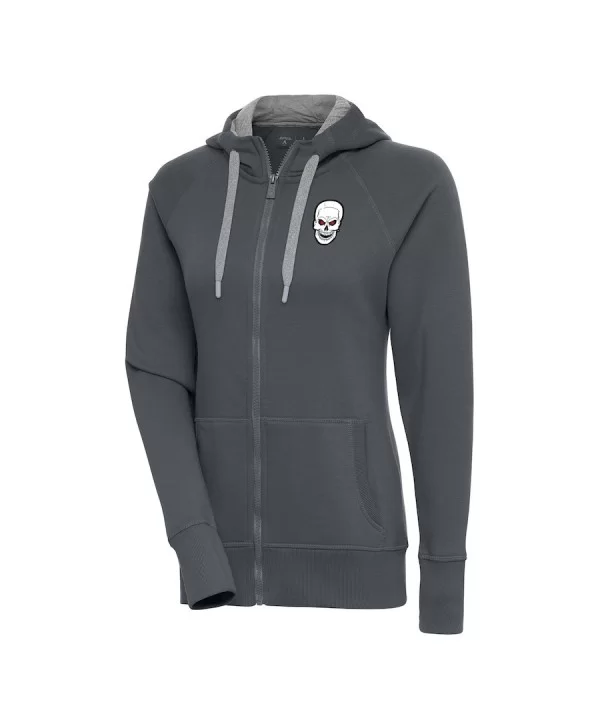 Women's Antigua Charcoal "Stone Cold" Steve Austin Victory Full-Zip Hoodie $17.10 Apparel