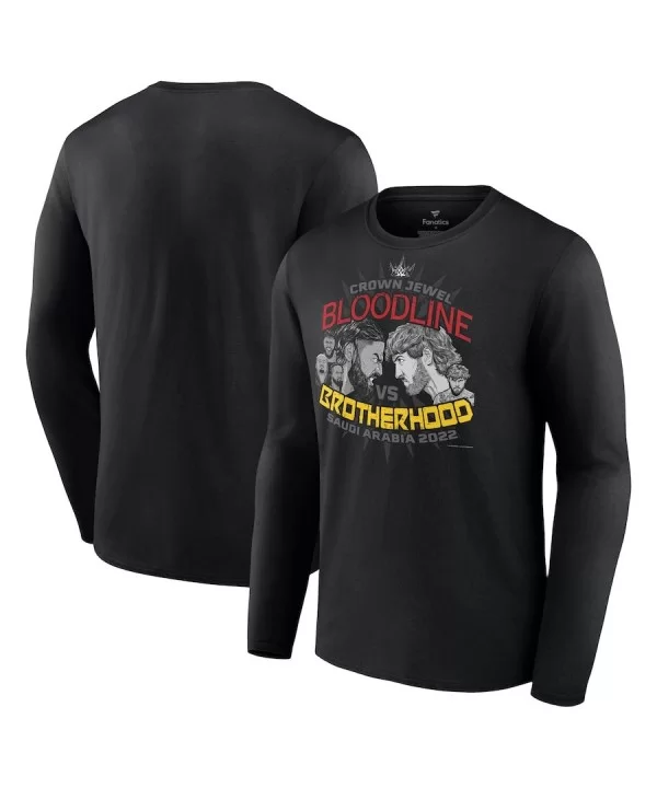 Men's Fanatics Branded Black Crown Jewel Bloodline vs. Brotherhood Long Sleeve T-Shirt $12.04 T-Shirts