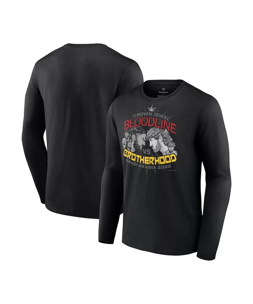 Men's Fanatics Branded Black Crown Jewel Bloodline vs. Brotherhood Long Sleeve T-Shirt $12.04 T-Shirts