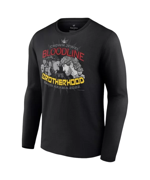 Men's Fanatics Branded Black Crown Jewel Bloodline vs. Brotherhood Long Sleeve T-Shirt $12.04 T-Shirts