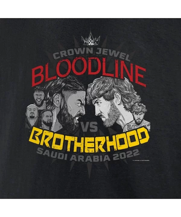 Men's Fanatics Branded Black Crown Jewel Bloodline vs. Brotherhood Long Sleeve T-Shirt $12.04 T-Shirts