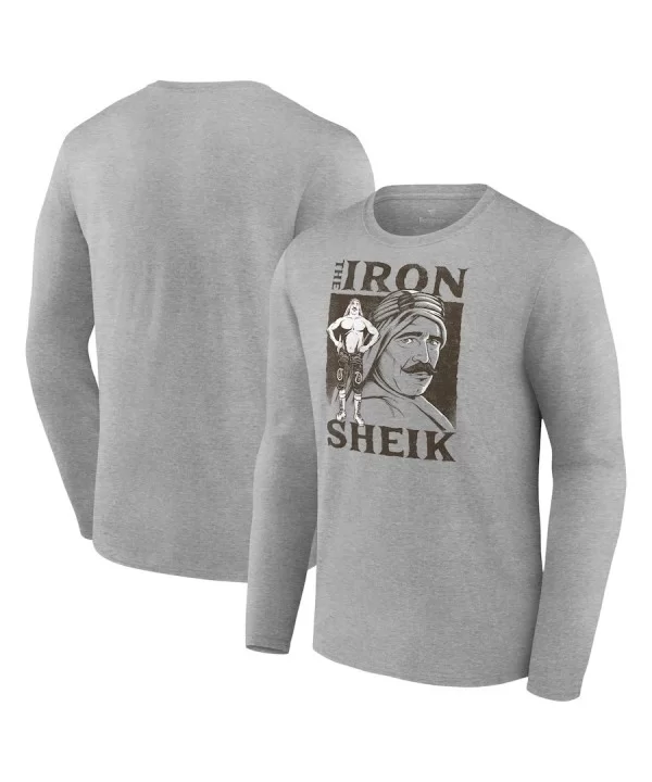 Men's Fanatics Branded Gray The Iron Sheik Illustrated Graphic Long Sleeve T-Shirt $12.04 T-Shirts