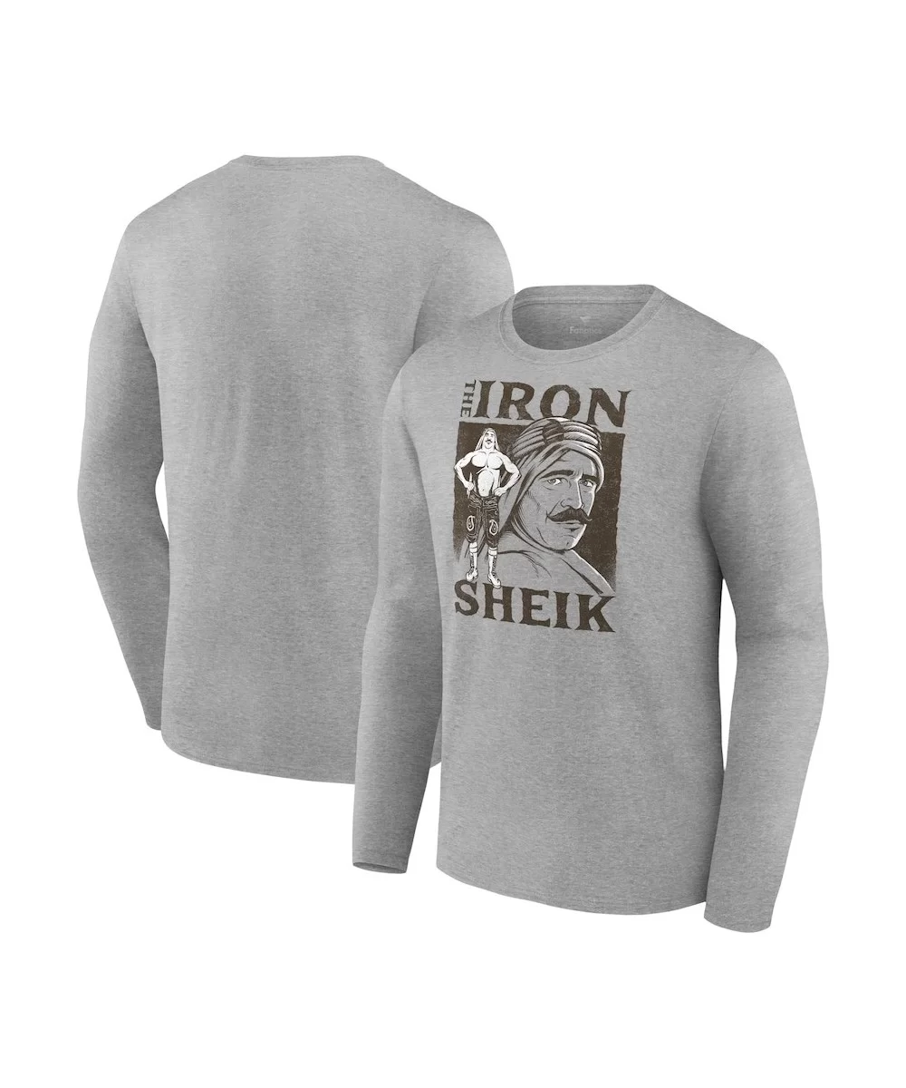 Men's Fanatics Branded Gray The Iron Sheik Illustrated Graphic Long Sleeve T-Shirt $12.04 T-Shirts