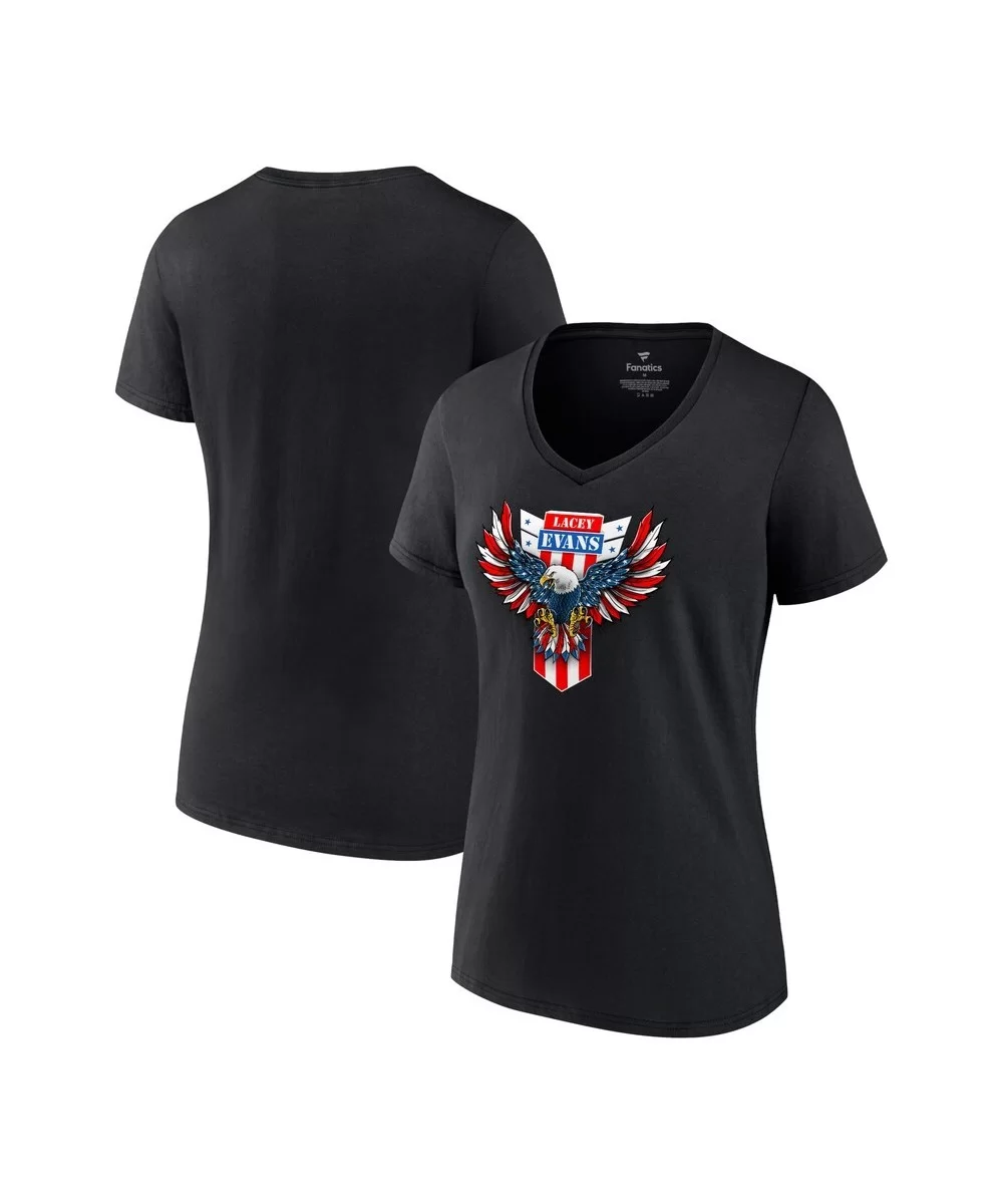 Women's Fanatics Branded Black Lacey Evans Eagle V-Neck T-Shirt $8.88 T-Shirts