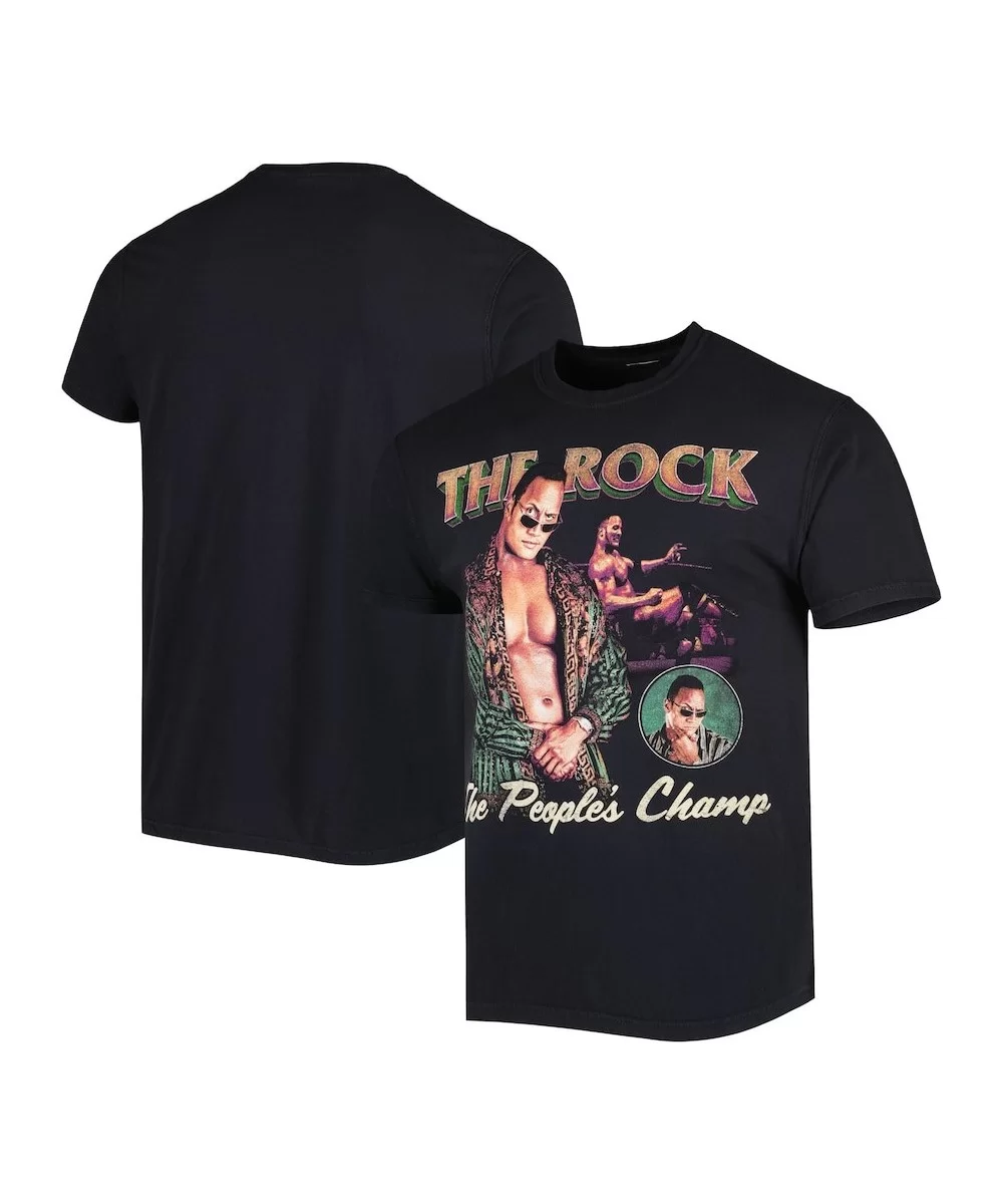 Men's Black The Rock The People's Champ T-Shirt $7.92 T-Shirts