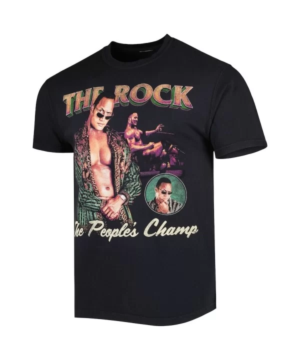 Men's Black The Rock The People's Champ T-Shirt $7.92 T-Shirts