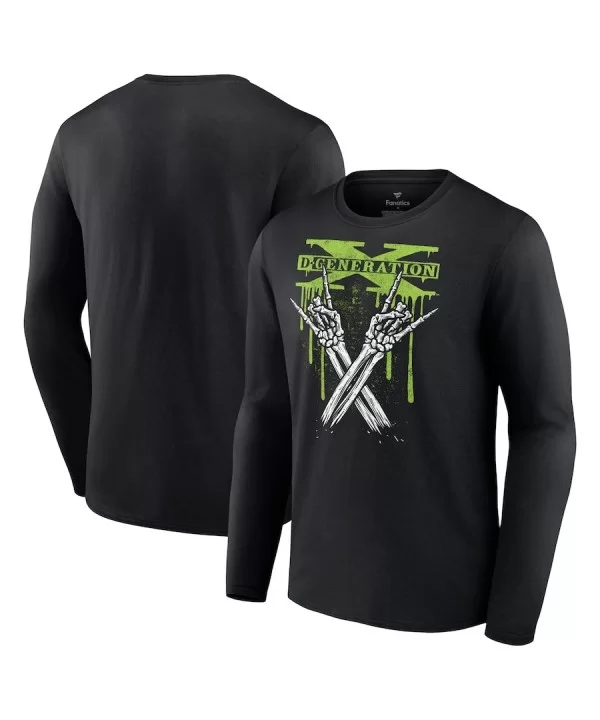 Men's Black D-Generation X Skeleton X Long Sleeve T-Shirt $11.20 T-Shirts