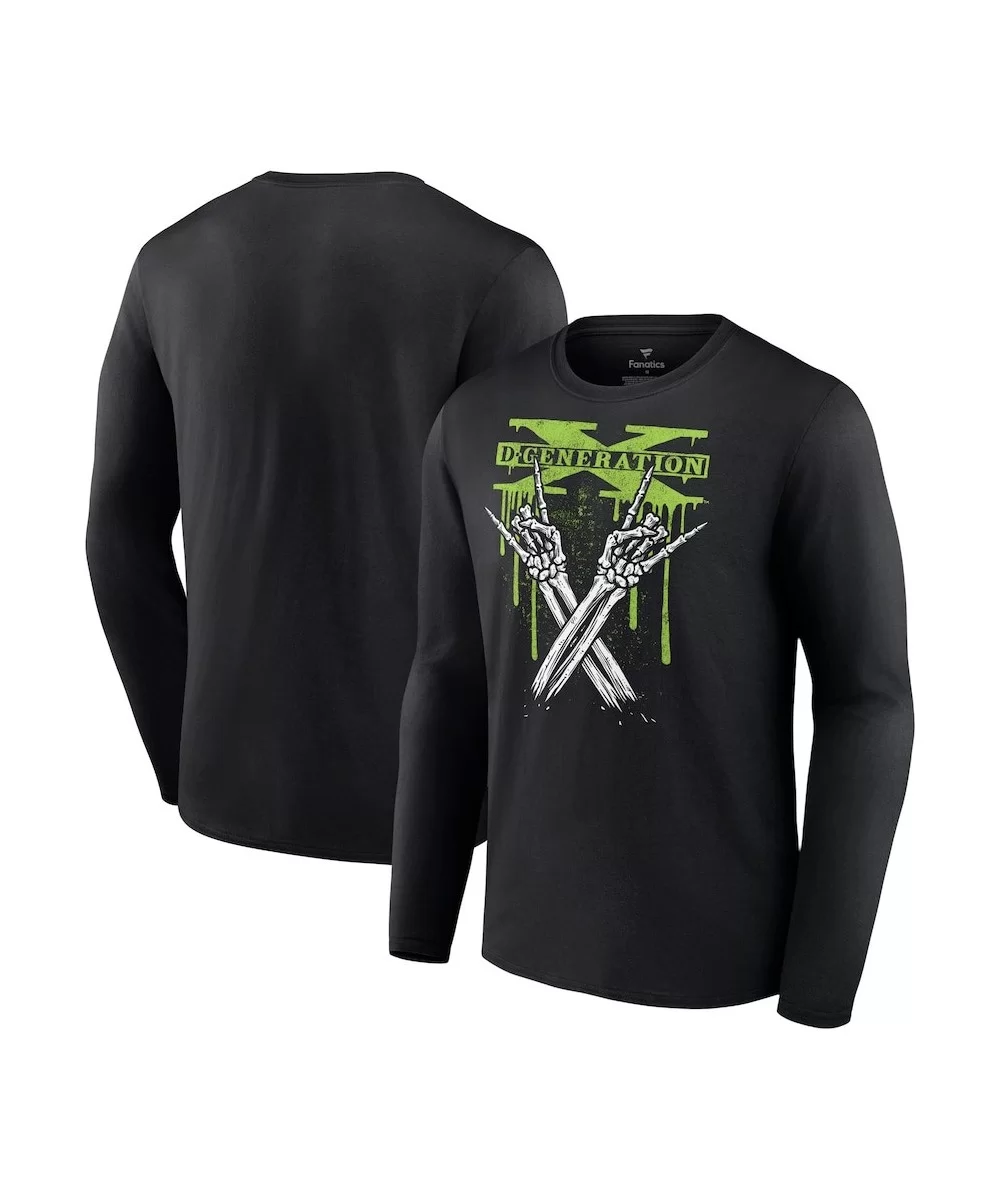 Men's Black D-Generation X Skeleton X Long Sleeve T-Shirt $11.20 T-Shirts