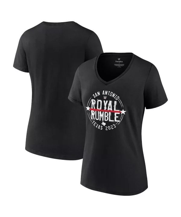 Women's Fanatics Branded Black Royal Rumble 2023 Texas Logo V-Neck T-Shirt $11.04 T-Shirts