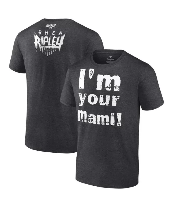 Men's Fanatics Branded Heather Charcoal Rhea Ripley I'm Your Mami T-Shirt $7.68 T-Shirts