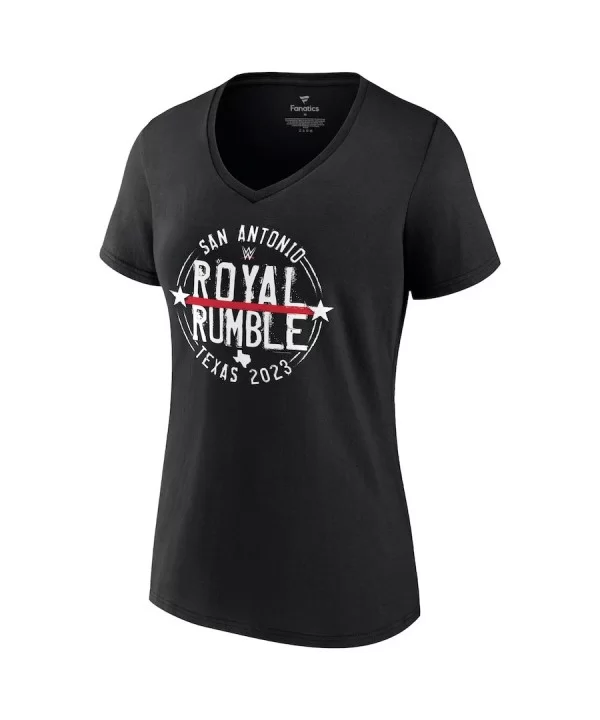 Women's Fanatics Branded Black Royal Rumble 2023 Texas Logo V-Neck T-Shirt $11.04 T-Shirts