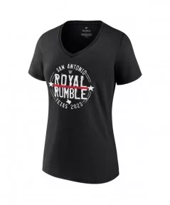 Women's Fanatics Branded Black Royal Rumble 2023 Texas Logo V-Neck T-Shirt $11.04 T-Shirts