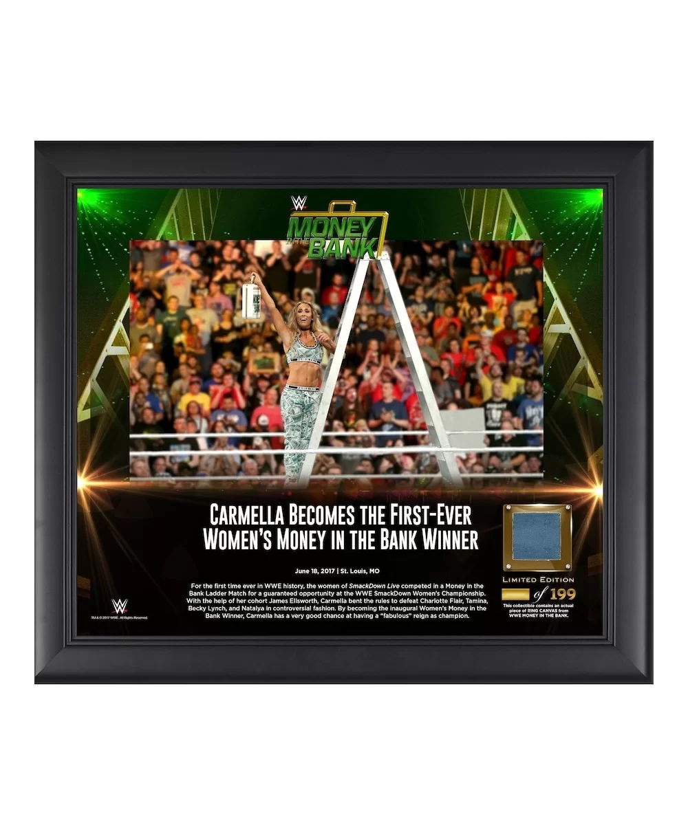 Carmella Framed 15" x 17" 2017 Money In The Bank Collage with a Piece of Match-Used Canvas - Limited Edition of 199 $21.28 Co...