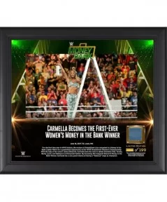 Carmella Framed 15" x 17" 2017 Money In The Bank Collage with a Piece of Match-Used Canvas - Limited Edition of 199 $21.28 Co...