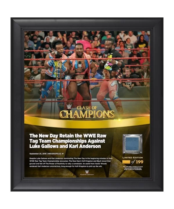 The New Day Framed 15" x 17" 2016 Clash of Champions Collage with a Piece of Match-Used Canvas - Limited Edition of 199 $27.4...