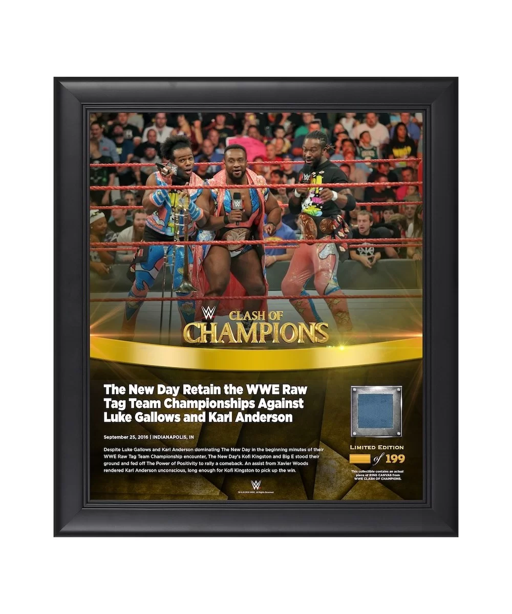 The New Day Framed 15" x 17" 2016 Clash of Champions Collage with a Piece of Match-Used Canvas - Limited Edition of 199 $27.4...