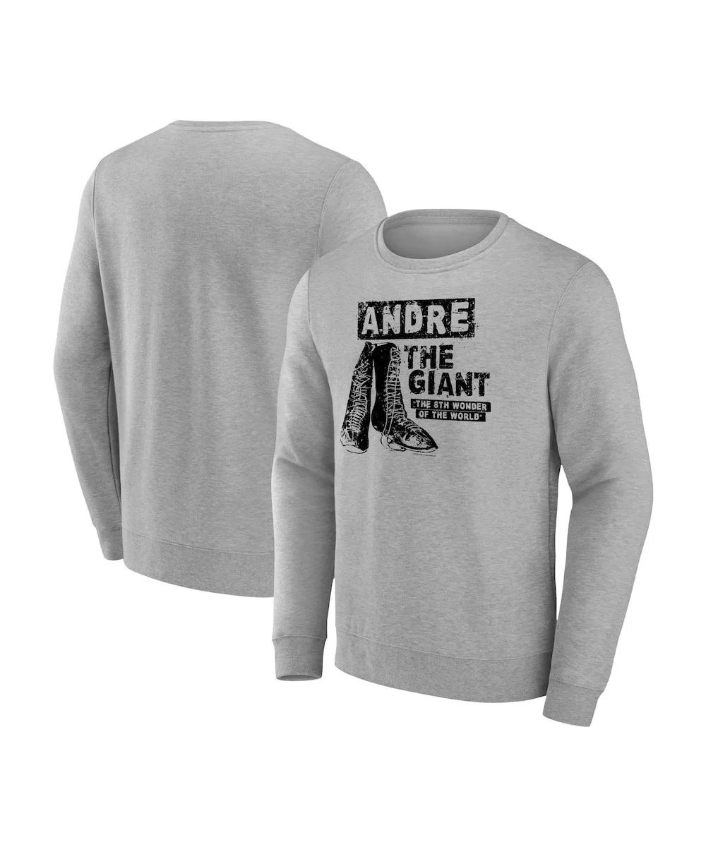 Men's Fanatics Branded Heather Gray Andre the Giant Eighth Wonder Of The World Pullover Sweatshirt $16.80 Apparel