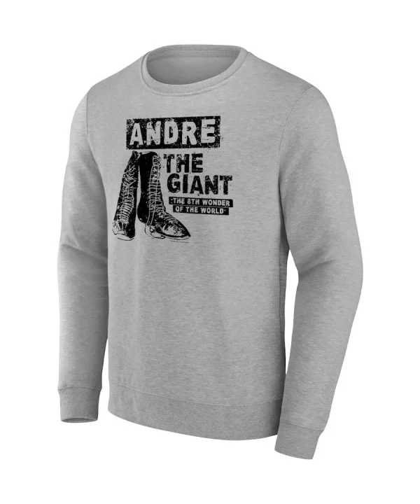 Men's Fanatics Branded Heather Gray Andre the Giant Eighth Wonder Of The World Pullover Sweatshirt $16.80 Apparel