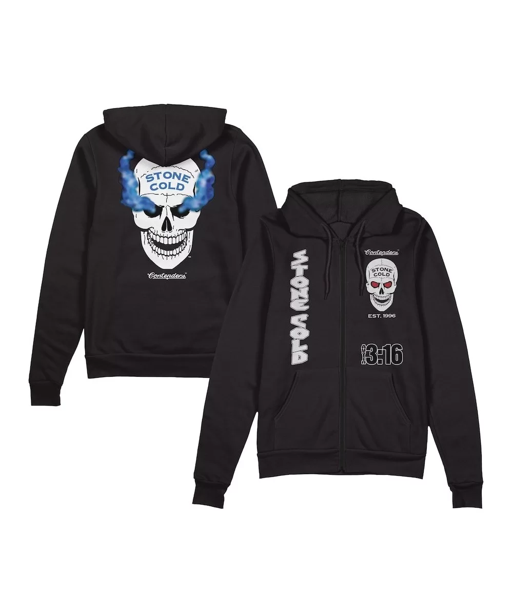 Men's Black "Stone Cold" Steve Austin Contenders Full-Zip Hoodie $22.88 Apparel