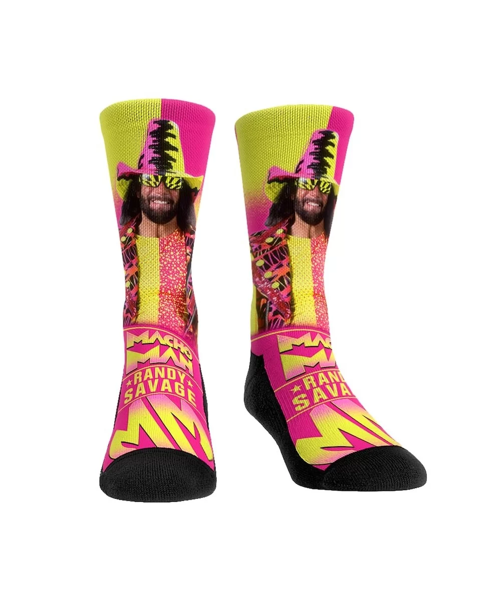 Unisex Rock Em Socks "Macho Man" Randy Savage Stare Down Crew Socks $5.88 Apparel