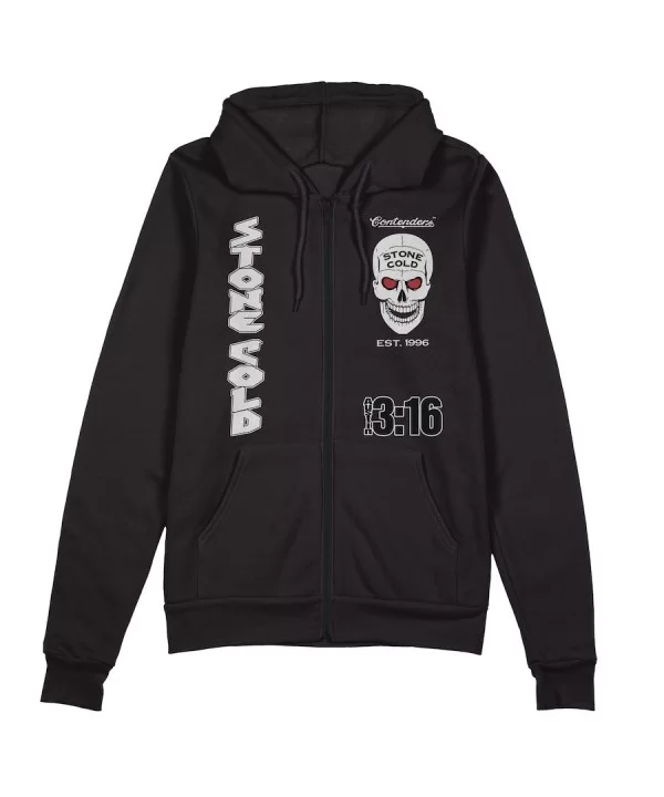 Men's Black "Stone Cold" Steve Austin Contenders Full-Zip Hoodie $22.88 Apparel