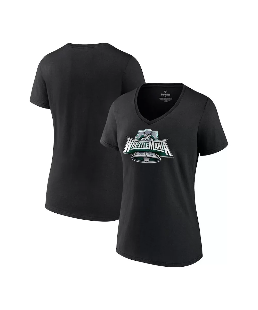 Women's Fanatics Branded Black WrestleMania 40 V-Neck T-Shirt $11.76 T-Shirts