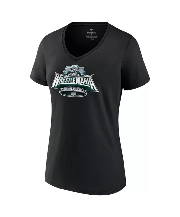 Women's Fanatics Branded Black WrestleMania 40 V-Neck T-Shirt $11.76 T-Shirts