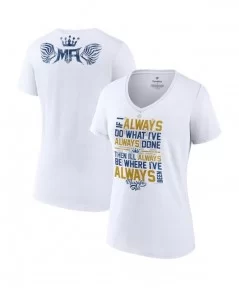 Women's Fanatics Branded White Mustafa Ali Always V-Neck T-Shirt $8.88 T-Shirts