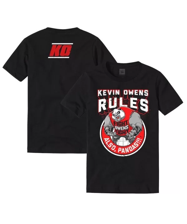 Men's Black Kevin Owens Also Pandas T-Shirt $10.08 T-Shirts