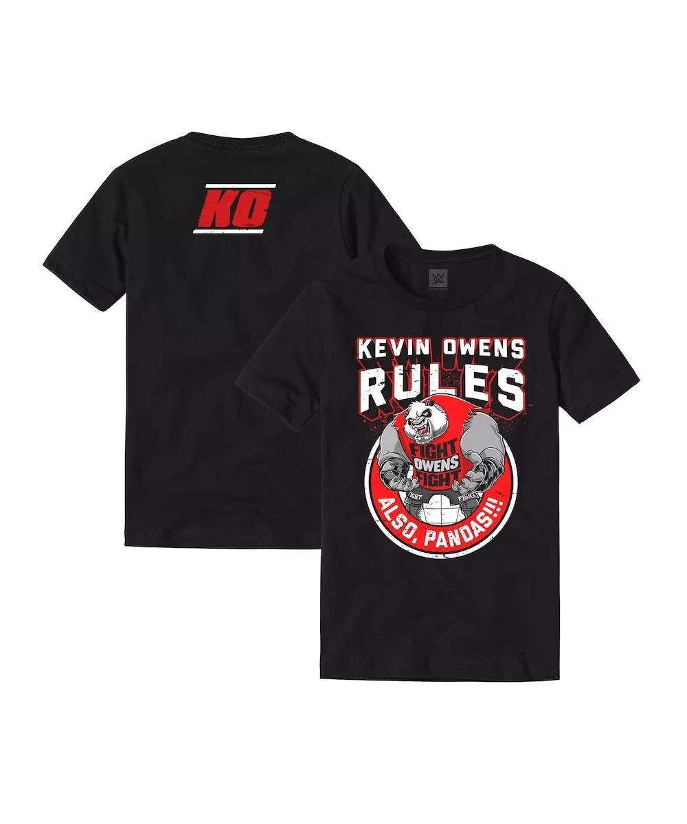 Men's Black Kevin Owens Also Pandas T-Shirt $10.08 T-Shirts