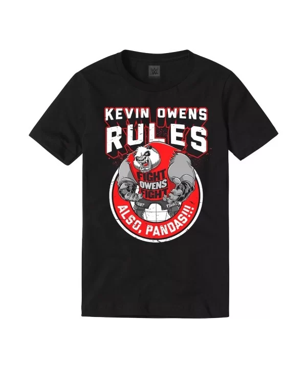 Men's Black Kevin Owens Also Pandas T-Shirt $10.08 T-Shirts