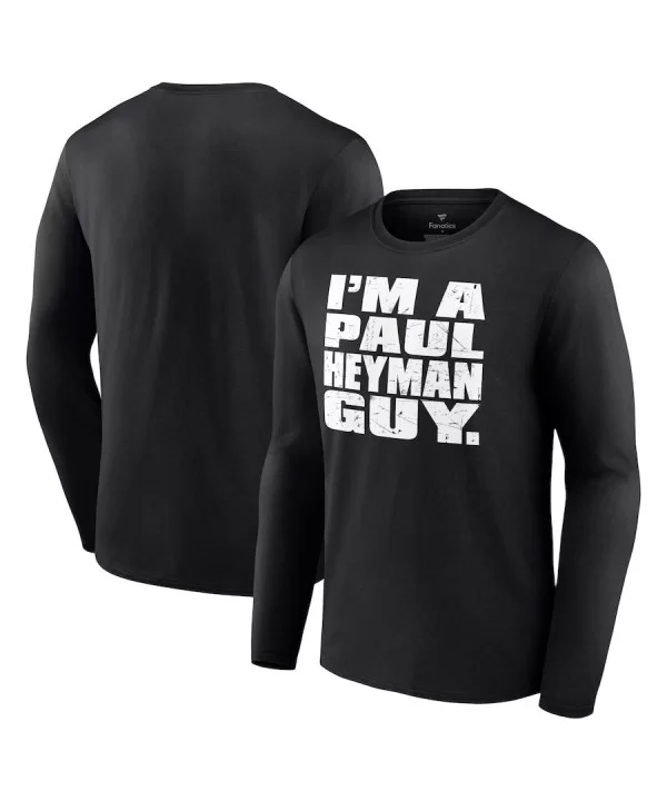 Men's Fanatics Branded Black Paul Heyman I'm A Paul Heyman Guy Long Sleeve T-Shirt $13.44 T-Shirts