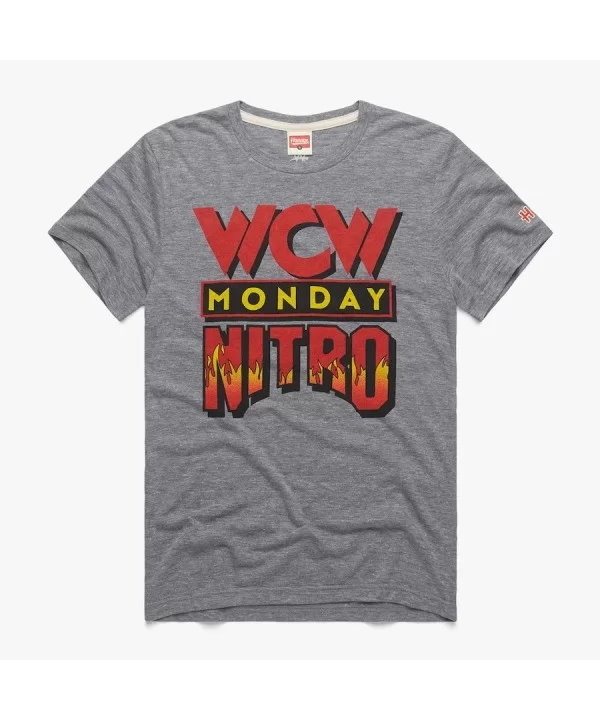 Men's Homage Heather Gray WCW Monday Nitro Retro Event Logo T-Shirt $12.04 T-Shirts