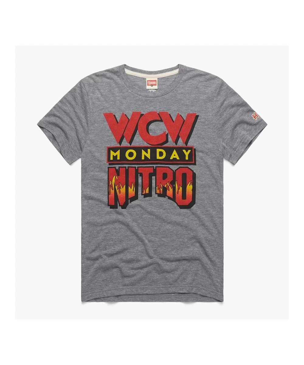 Men's Homage Heather Gray WCW Monday Nitro Retro Event Logo T-Shirt $12.04 T-Shirts