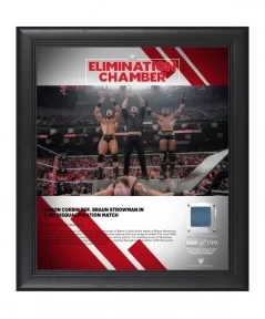 Drew McIntyre Bobby Lashley & Baron Corbin WWE Framed 15" x 17" 2019 Elimination Chamber Collage with a Piece of Match-Used C...