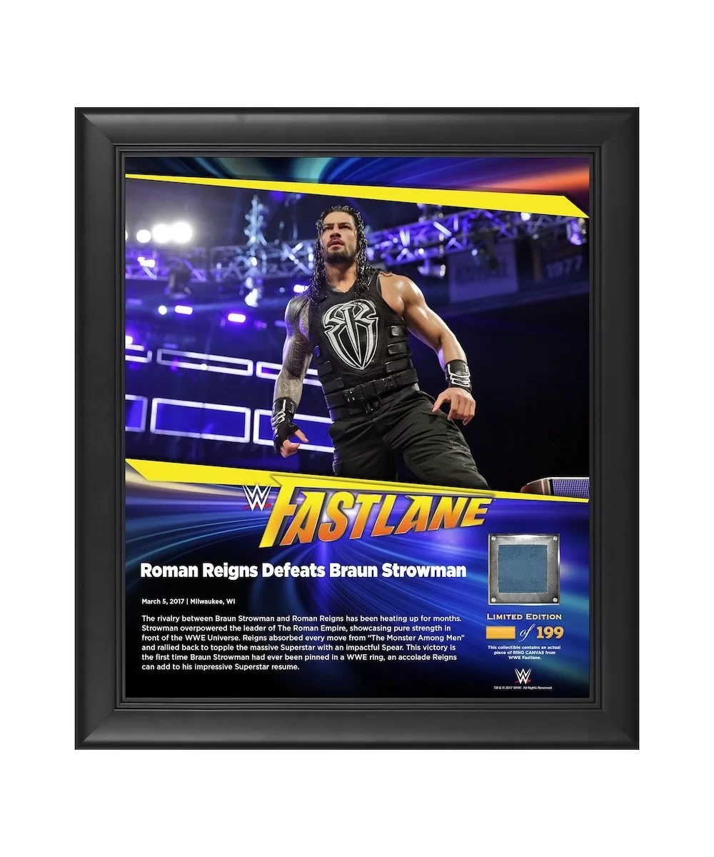 Roman Reigns Framed 15" x 17" 2017 Fastlane Collage with a Piece of Match-Used Canvas - Limited Edition of 199 $19.04 Collect...