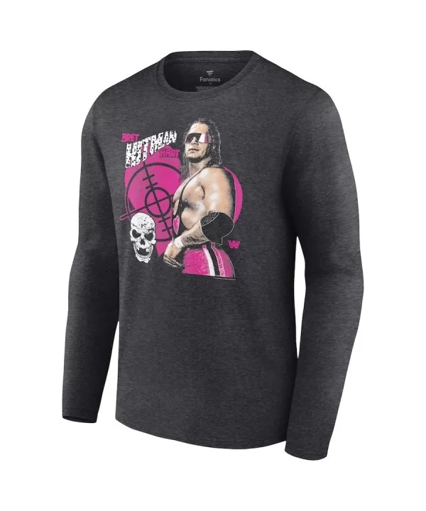 Men's Fanatics Branded Charcoal Bret Hart Old School Long Sleeve T-Shirt $11.20 T-Shirts