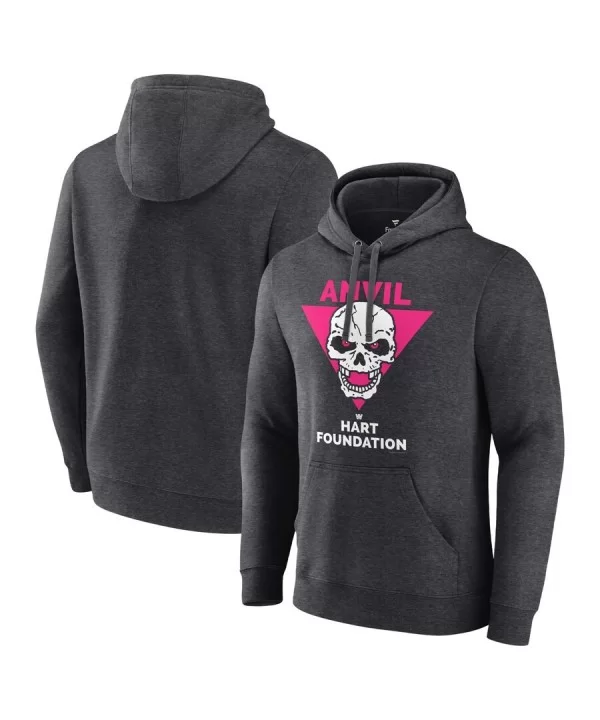 Men's Fanatics Branded Jim Neidhart Charcoal Hart Foundation Retro Pullover Hoodie $13.60 Apparel