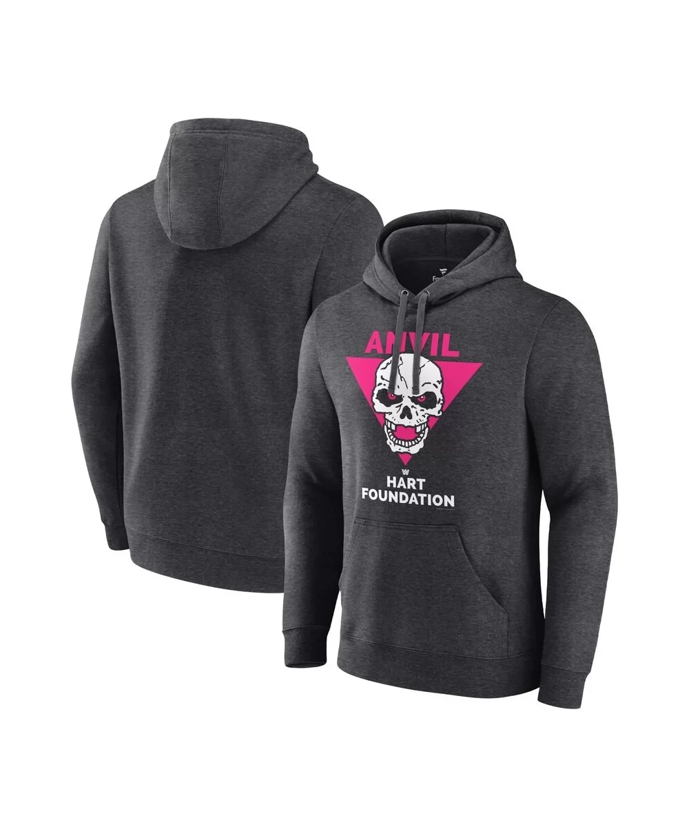 Men's Fanatics Branded Jim Neidhart Charcoal Hart Foundation Retro Pullover Hoodie $13.60 Apparel