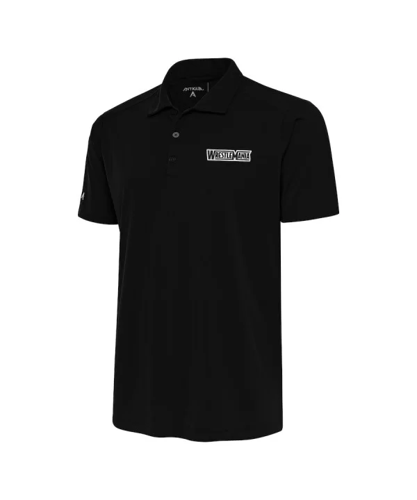 Men's Antigua Black WrestleMania Retro Logo Big & Tall Tribute Polo $21.60 Apparel