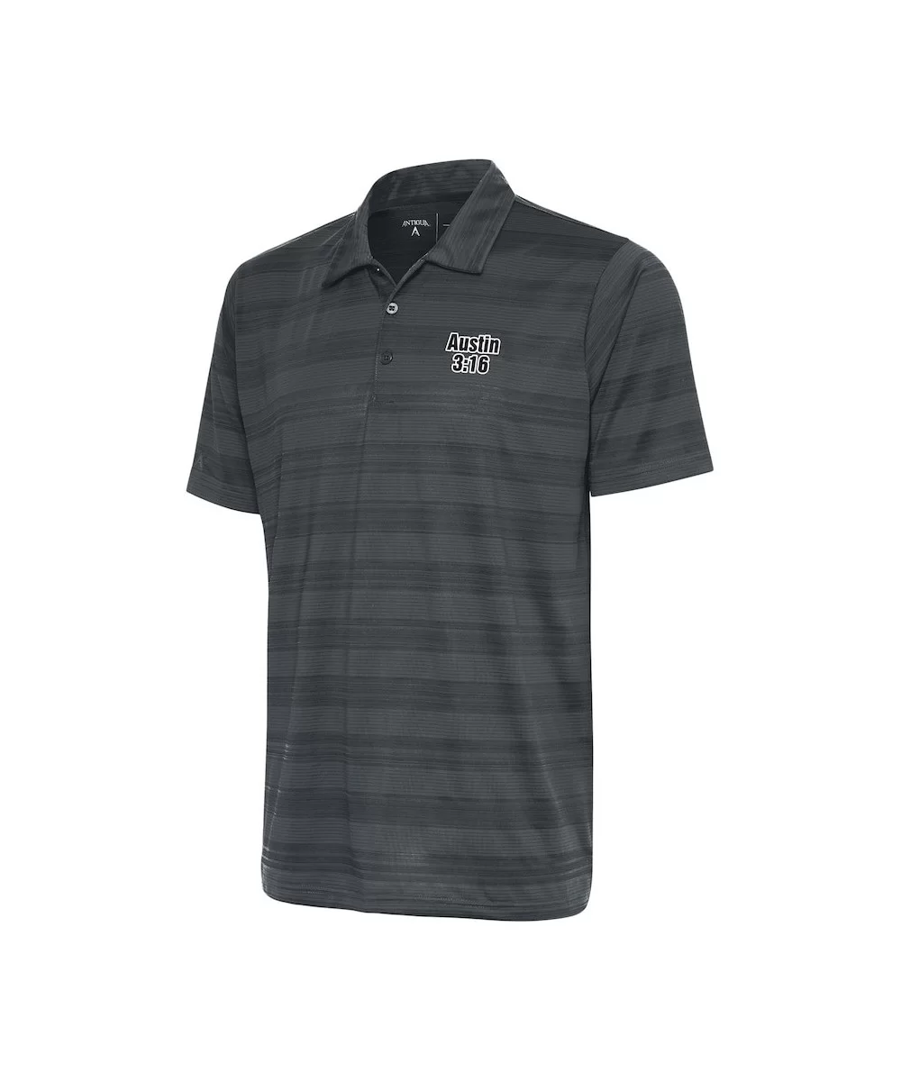 Men's Antigua Charcoal "Stone Cold" Steve Austin Compass Polo $14.04 Apparel