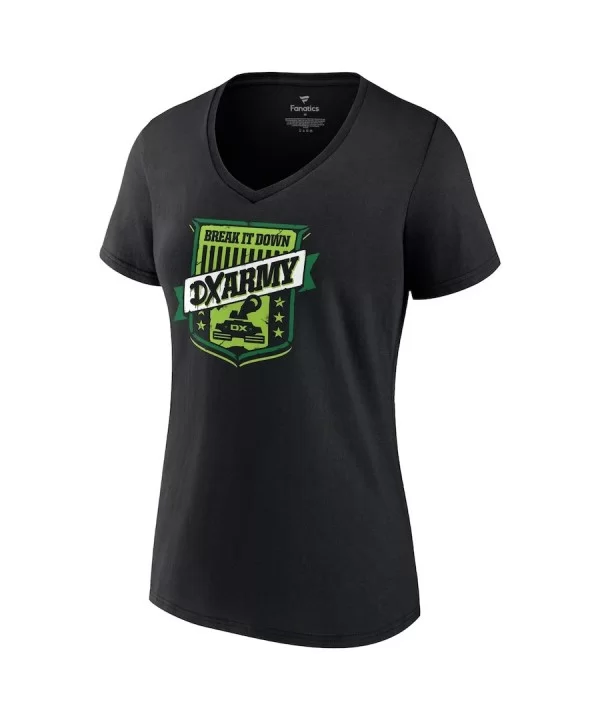 Women's Fanatics Branded Black D-Generation X Break It Down DX Army V-Neck T-Shirt $8.40 T-Shirts