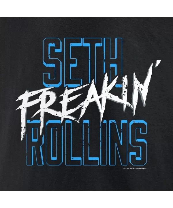 Women's Fanatics Branded Black Seth "Freakin" Rollins Blue Text V-Neck T-Shirt $9.36 T-Shirts