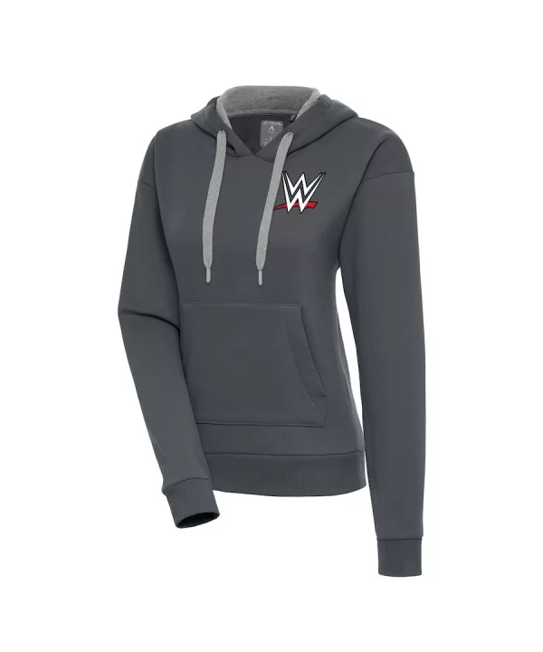 Women's Antigua Charcoal WWE Victory Pullover Hoodie $17.10 Apparel