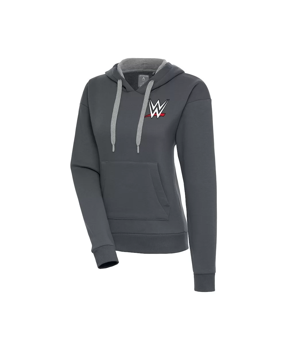 Women's Antigua Charcoal WWE Victory Pullover Hoodie $17.10 Apparel