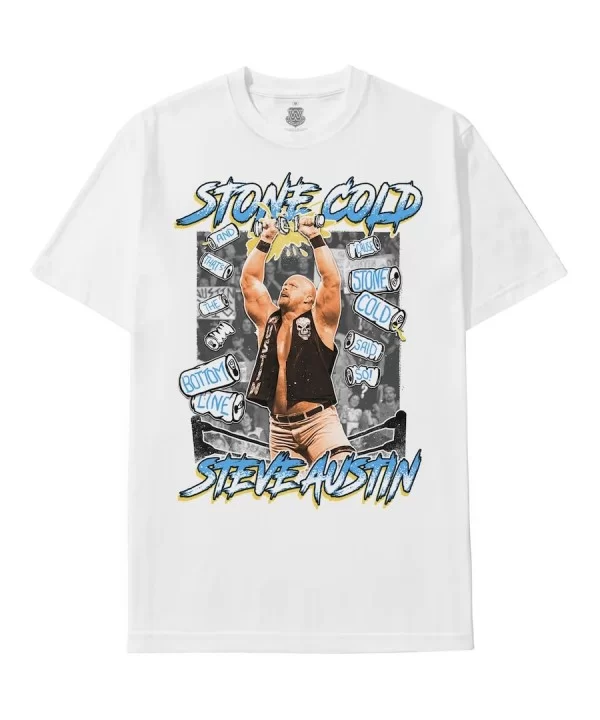 Men's White "Stone Cold" Steve Austin Ripple Junction Superimposed T-Shirt $7.44 T-Shirts