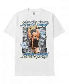 Men's White "Stone Cold" Steve Austin Ripple Junction Superimposed T-Shirt $7.44 T-Shirts