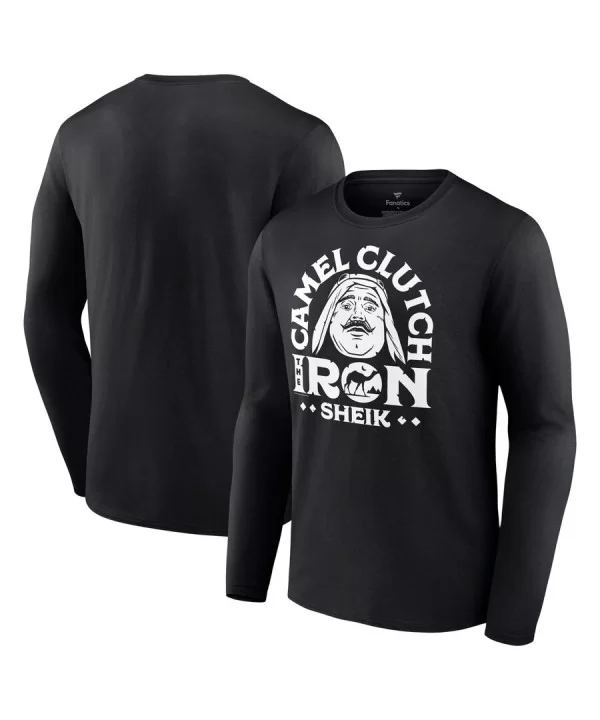 Men's Fanatics Branded Black The Iron Sheik Camel Clutch Illustrated Long Sleeve T-Shirt $8.40 T-Shirts