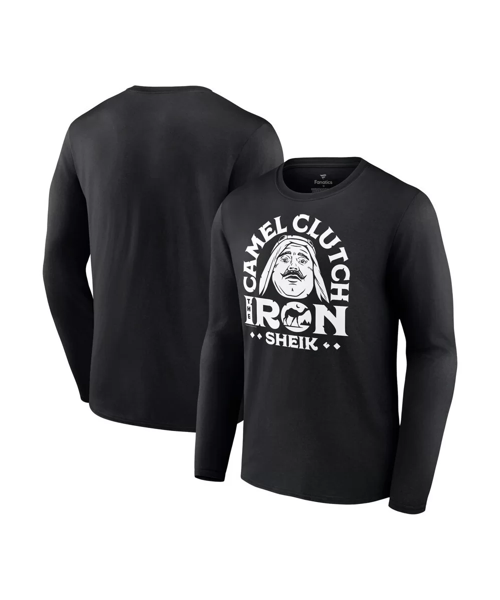 Men's Fanatics Branded Black The Iron Sheik Camel Clutch Illustrated Long Sleeve T-Shirt $8.40 T-Shirts