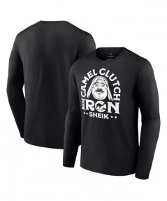 Men's Fanatics Branded Black The Iron Sheik Camel Clutch Illustrated Long Sleeve T-Shirt $8.40 T-Shirts